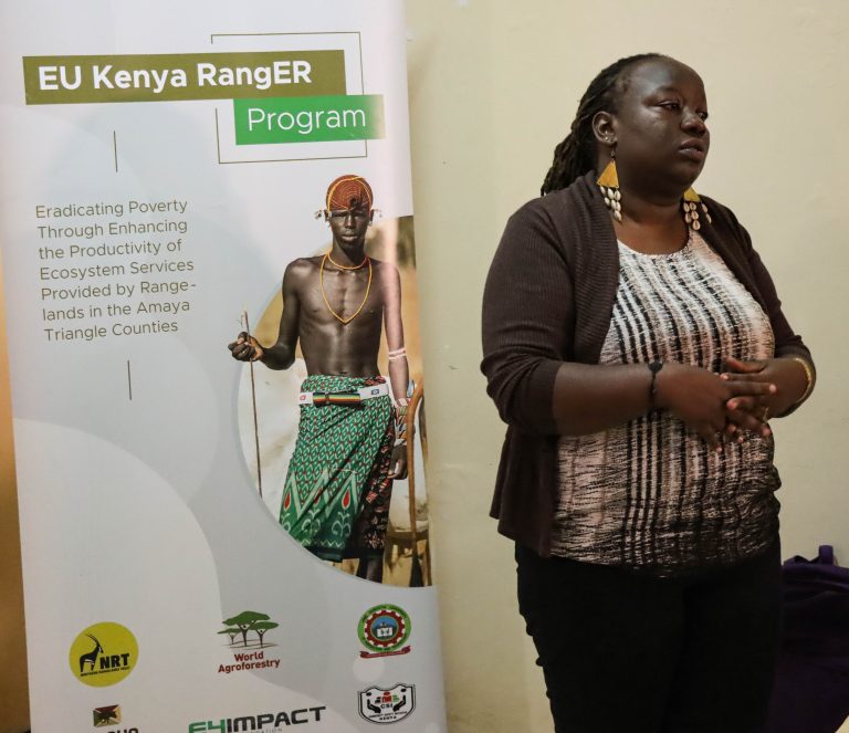 Chebet Cheruiyot, Project Coordinator, E4Impact Entrepreneurship Center during the marketing training in Samburu County.