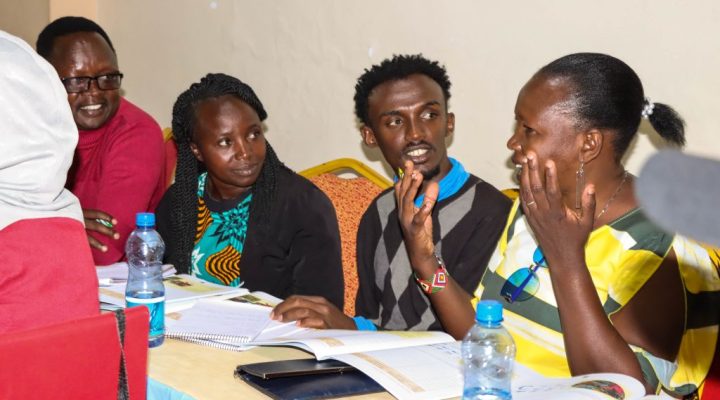 A digital and marketing session at Samburu Guest house. Use of group work as a means of disseminating information is highly encouraged especially in adult literacy.