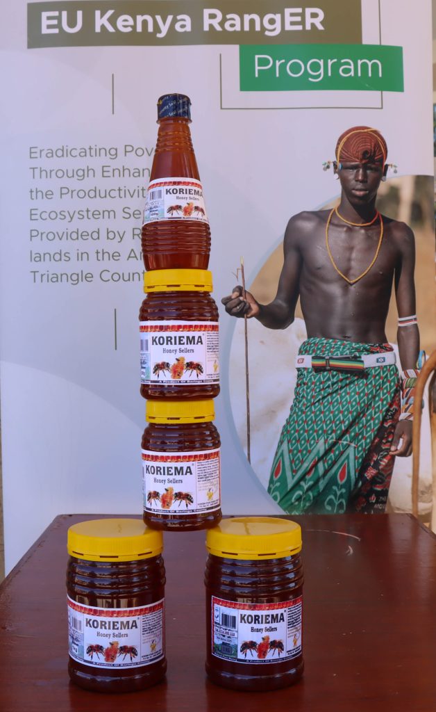 Processed honey from Korieme cooperative in Baringo County. Through the trainings they can now package and label as shown.